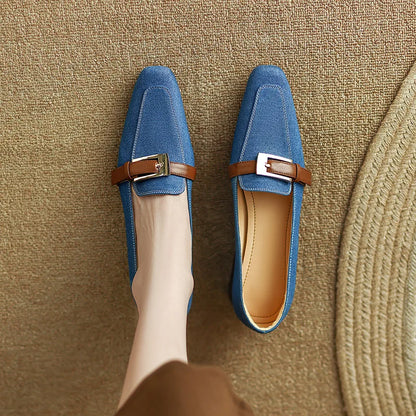 Lila Denim Mid-Heel Loafers