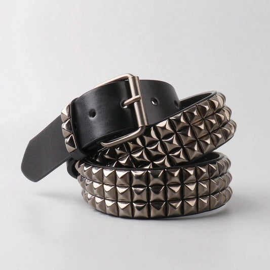 Three-Row Pyramid Stud Belt