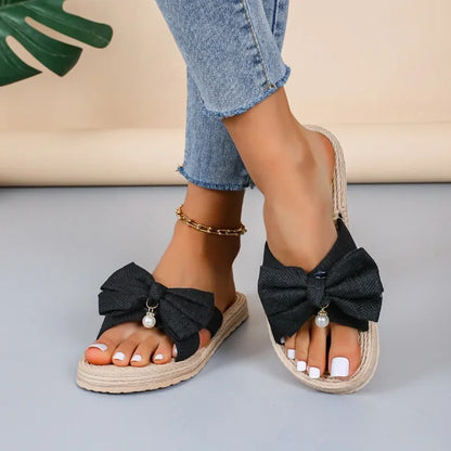 Elara Bow Pearl Slides