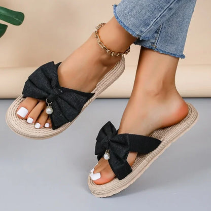 Elara Bow Pearl Slides