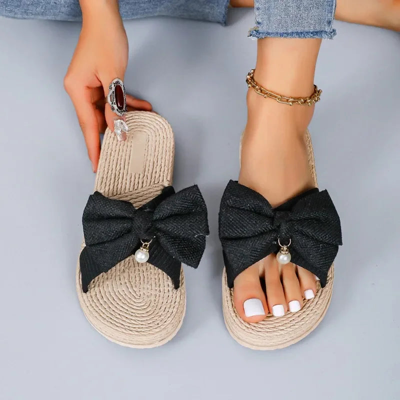 Elara Bow Pearl Slides