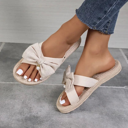 Elara Bow Pearl Slides