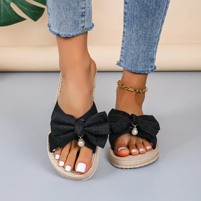 Elara Bow Pearl Slides