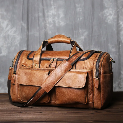 Pure leather duffle bag online