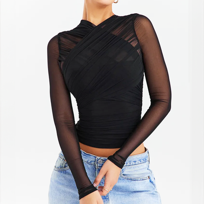 Lola Sheer V-Mesh Top