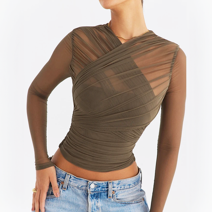 Lola Sheer V-Mesh Top